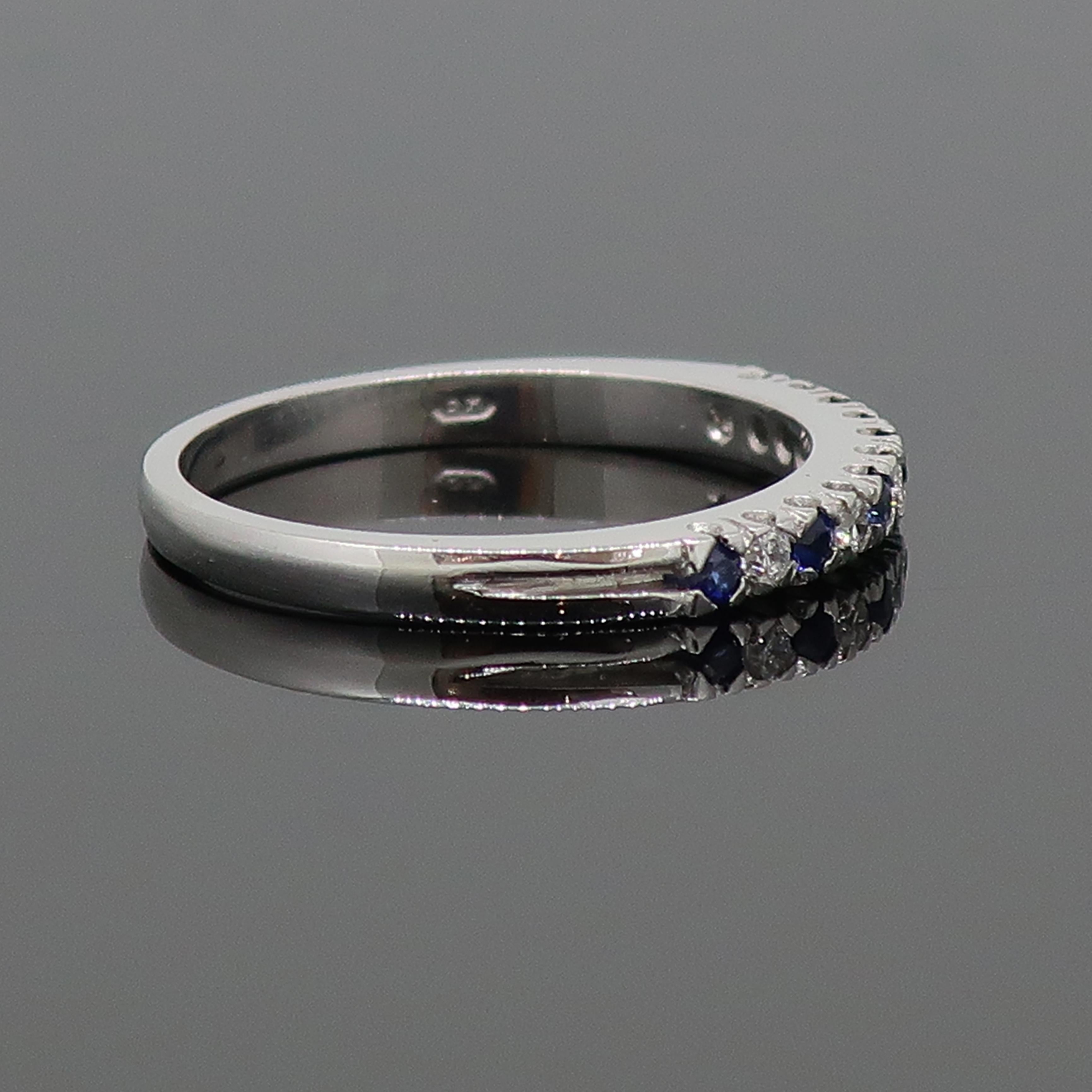 18 Karat Sapphire and Diamond Eternity Band Ring White Gold In New Condition For Sale In East Grinstead, GB
