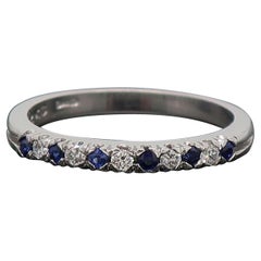 18 Karat Sapphire and Diamond Eternity Band Ring White Gold
