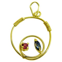 18 Karat Sapphire and Ruby Ladies Pendant