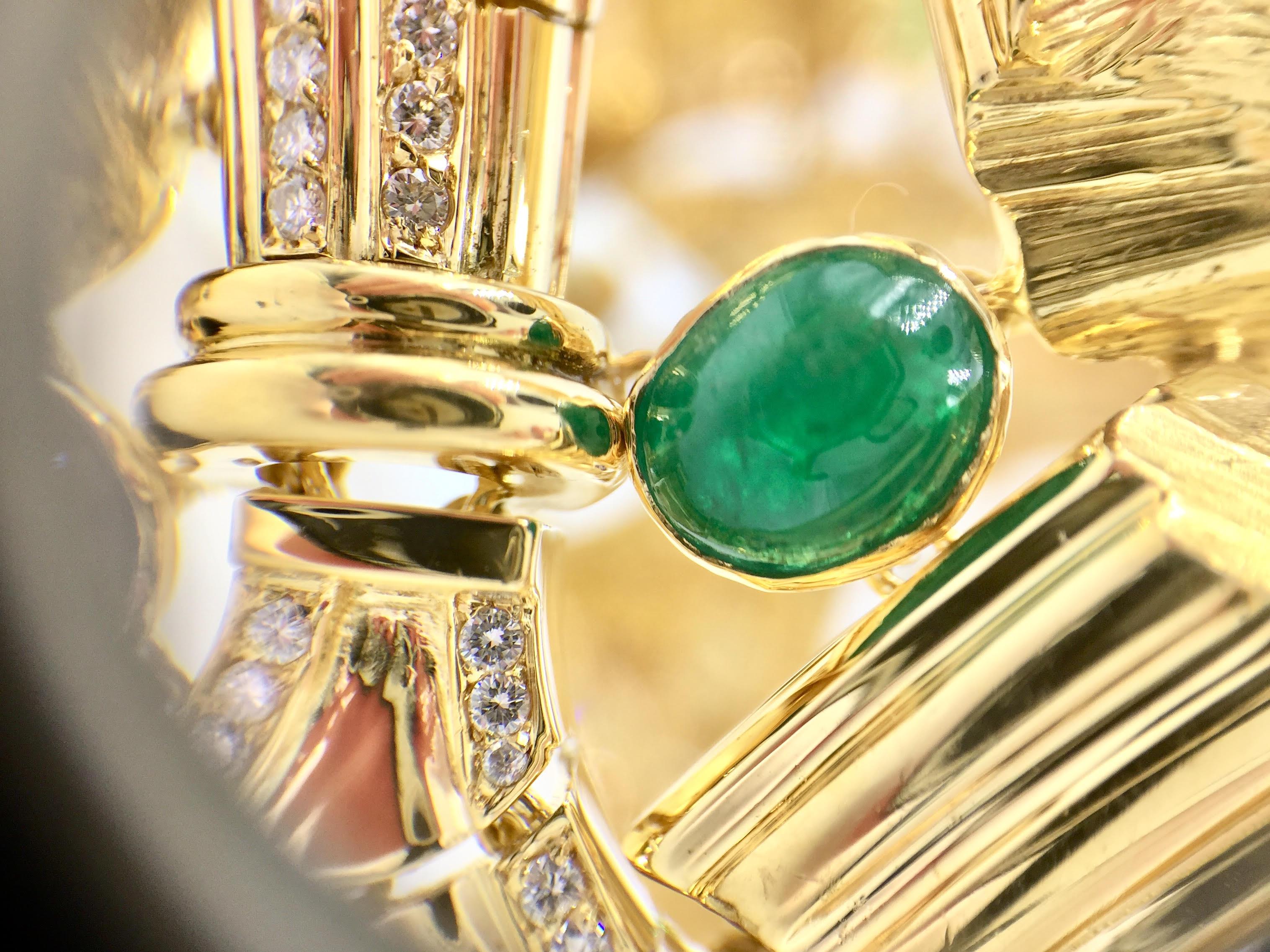 18 Karat Sapphire, Ruby, Emerald and Diamond Roman Column Bracelet 1