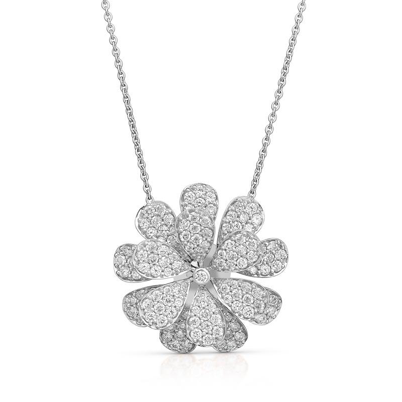 Contemporary 18 Karat Secret Garden White Gold Necklace with Vs-Gh Diamonds For Sale
