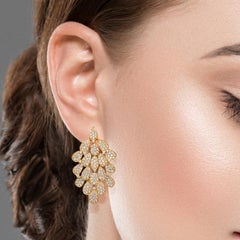 18 Karat Secret Garden Yellow Gold Earring with Vs-Gh Diamonds