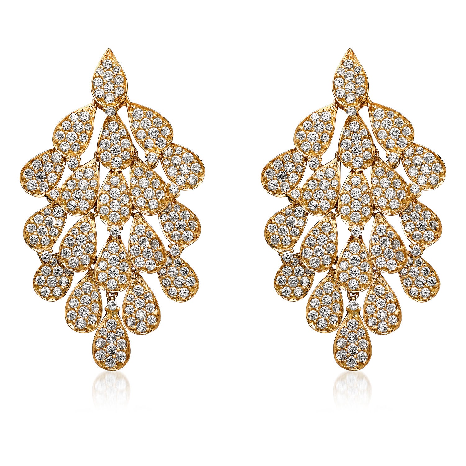 18 Karat Secret Garden Yellow Gold Earring with Vs-Gh Diamonds