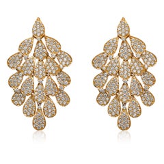 18 Karat Secret Garden Yellow Gold Earring with Vs-Gh Diamonds