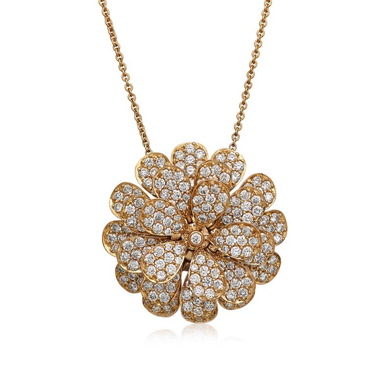 Contemporary 18 Karat Secret Garden Yellow Gold Necklace with Vs-Gh Diamonds For Sale