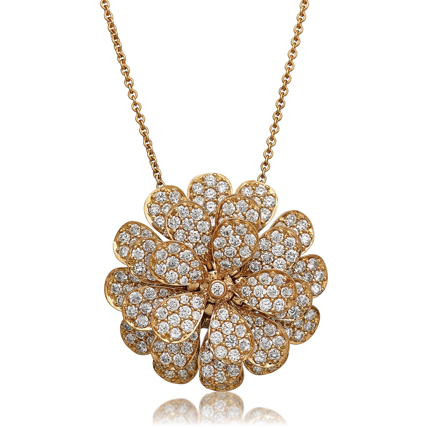 18 Karat Secret Garden Yellow Gold Necklace with Vs-Gh Diamonds For Sale