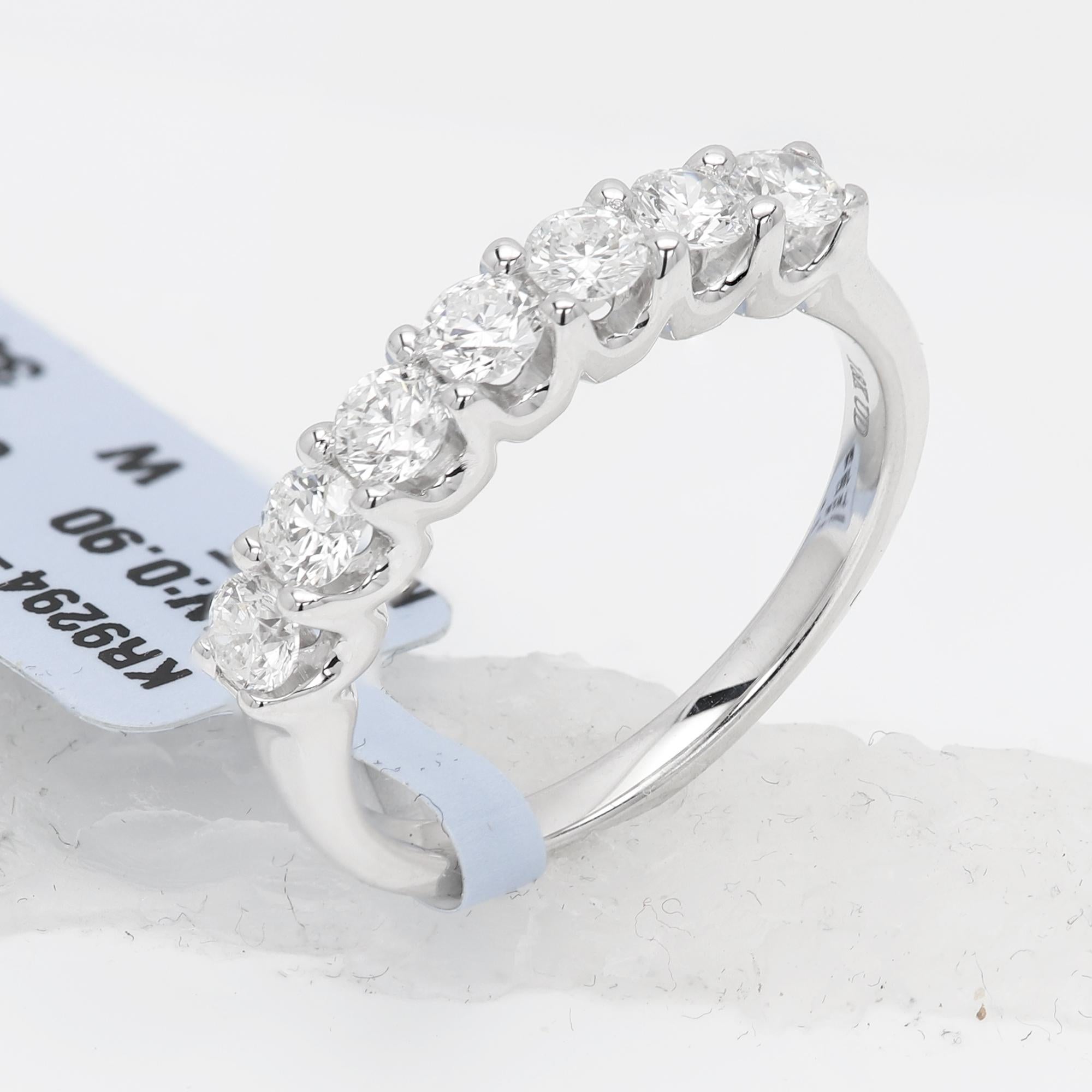 18 Karat sieben Stein Ring natürlichen Diamanten Band Jahrestag 7 Steine Geschenk im Angebot 5