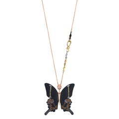 18 Karat Shakudo Shibuichi Inlay Gloss Swallowtail Large Butterfly Necklace