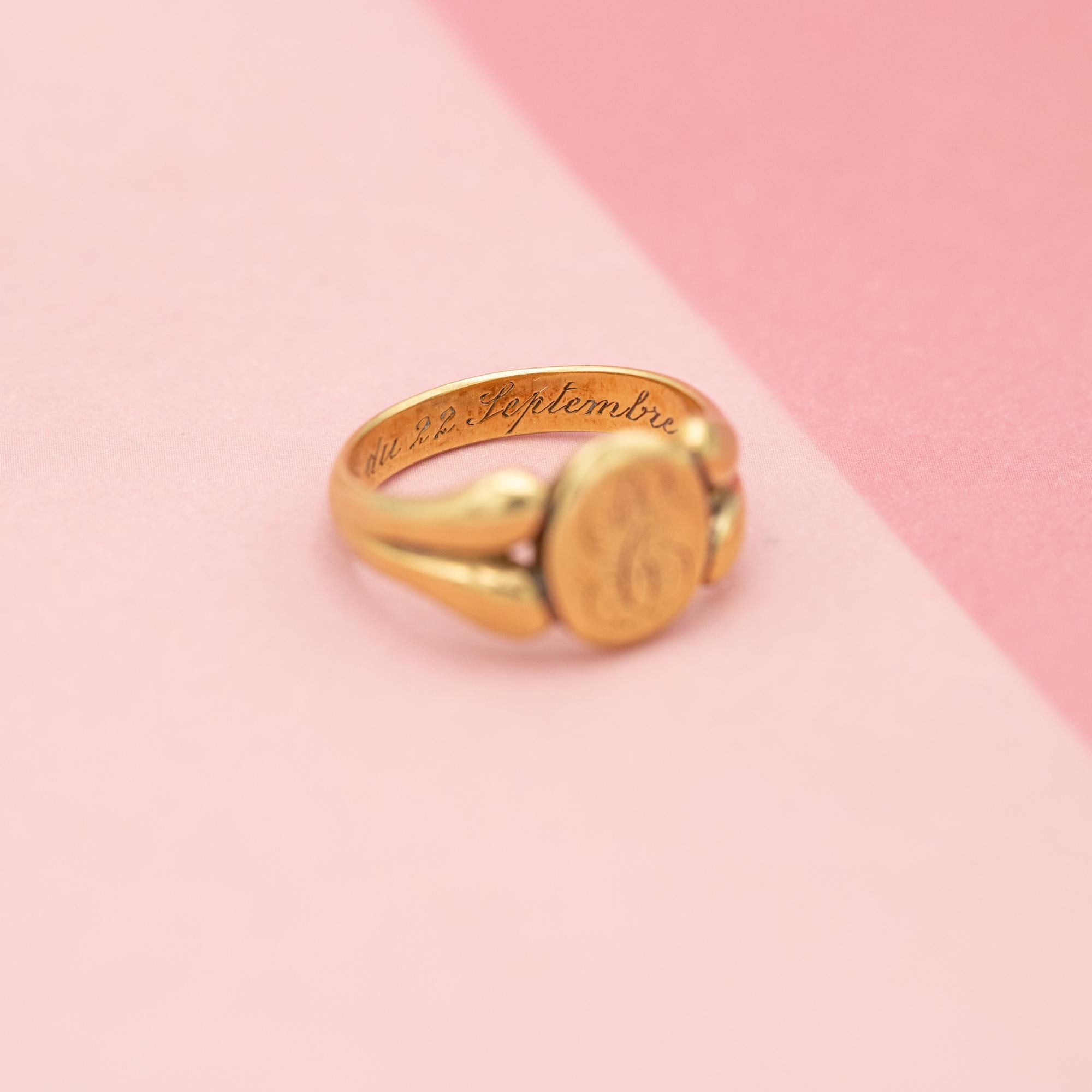 18 Karat signet ring - Intaglio ring - 18 K solid gold gentleman ring - patina 2