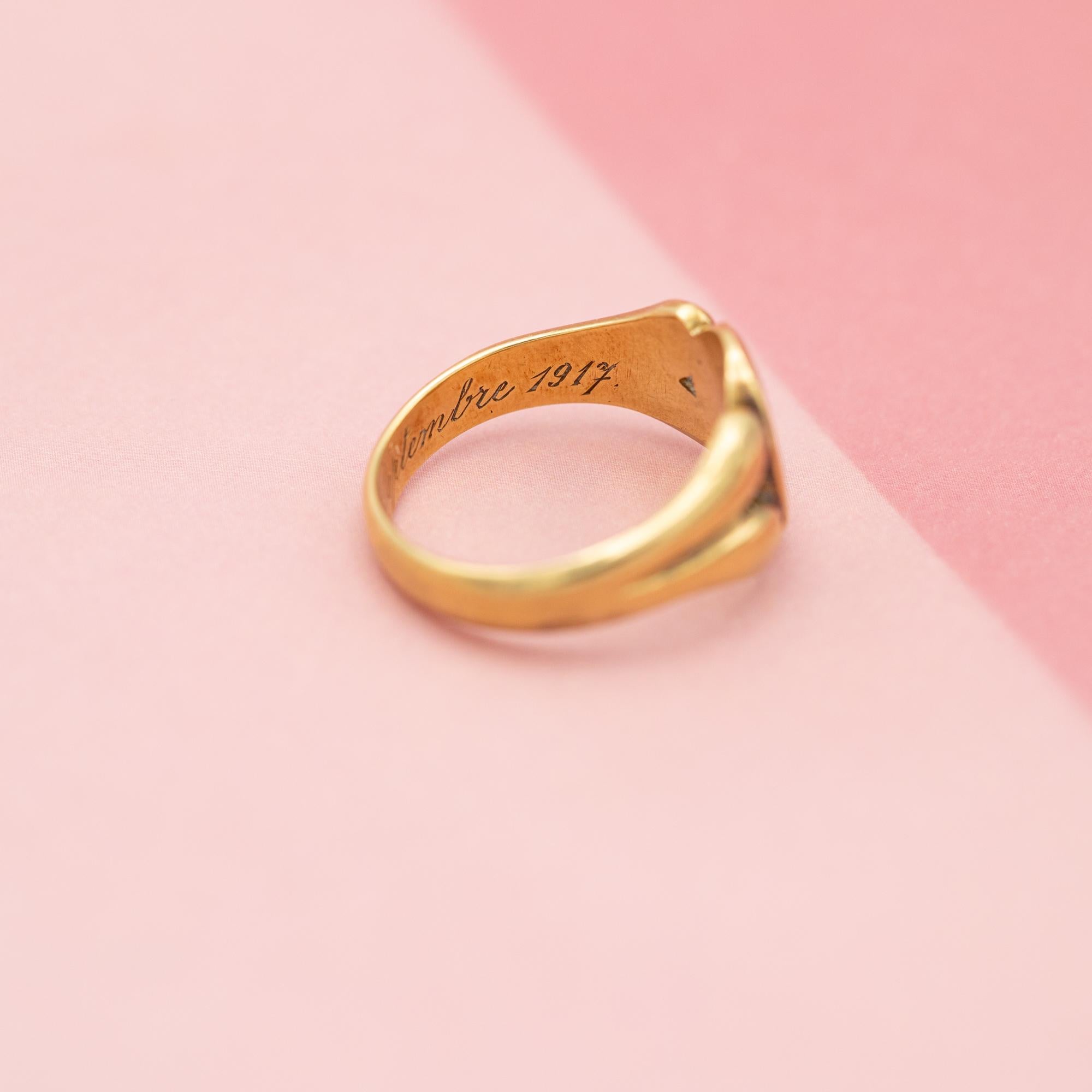 18 Karat signet ring - Intaglio ring - 18 K solid gold gentleman ring - patina 3