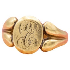 Bague chevalière 18 Karat - Bague en creux - Bague homme en or massif 18 K - patina