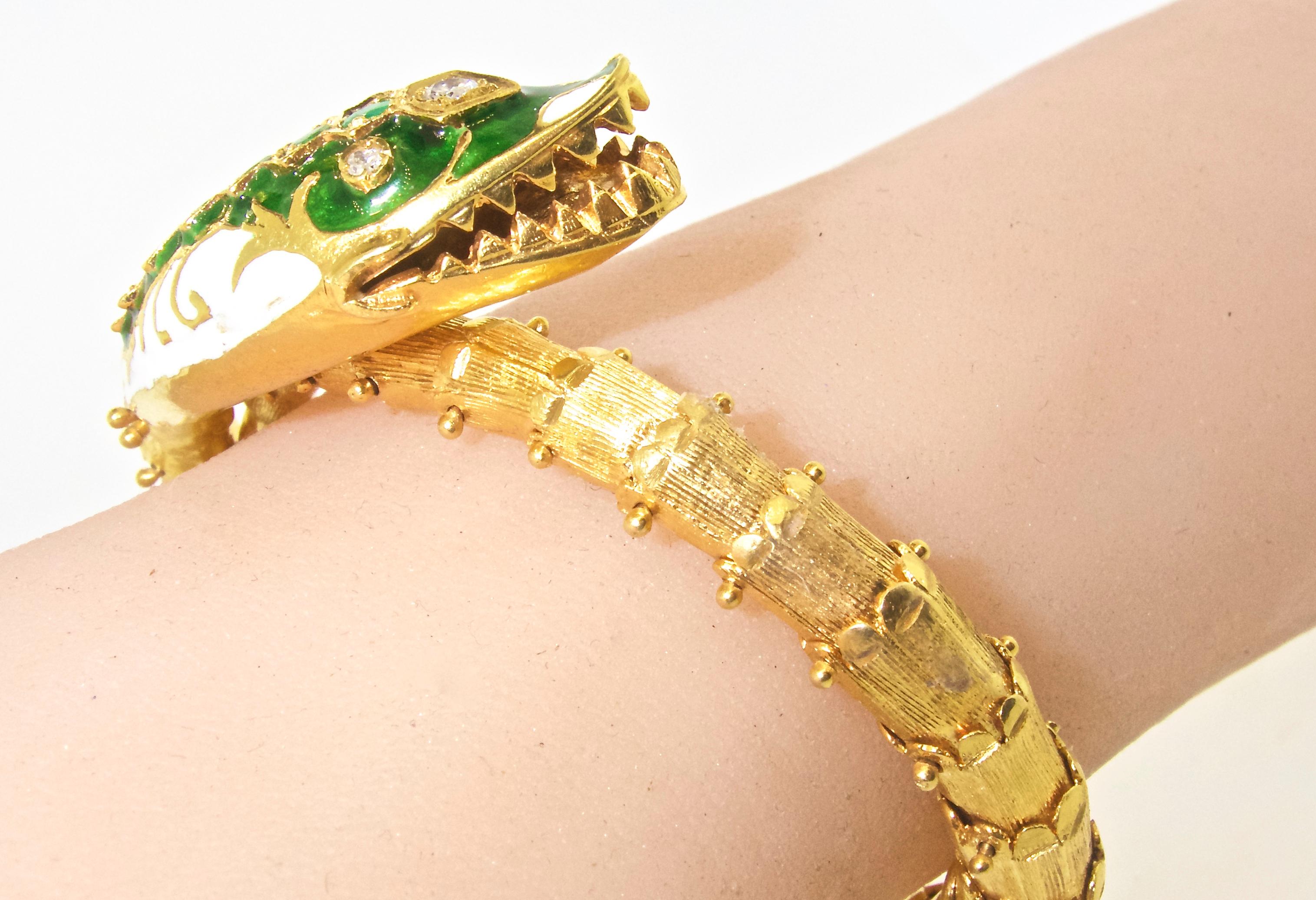 Women's or Men's 18 Karat Snake Bangle Bracelet