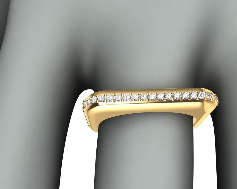 For Sale:  18 Karat Soft Square Sculpture Unisex Ring with Diamonds 2