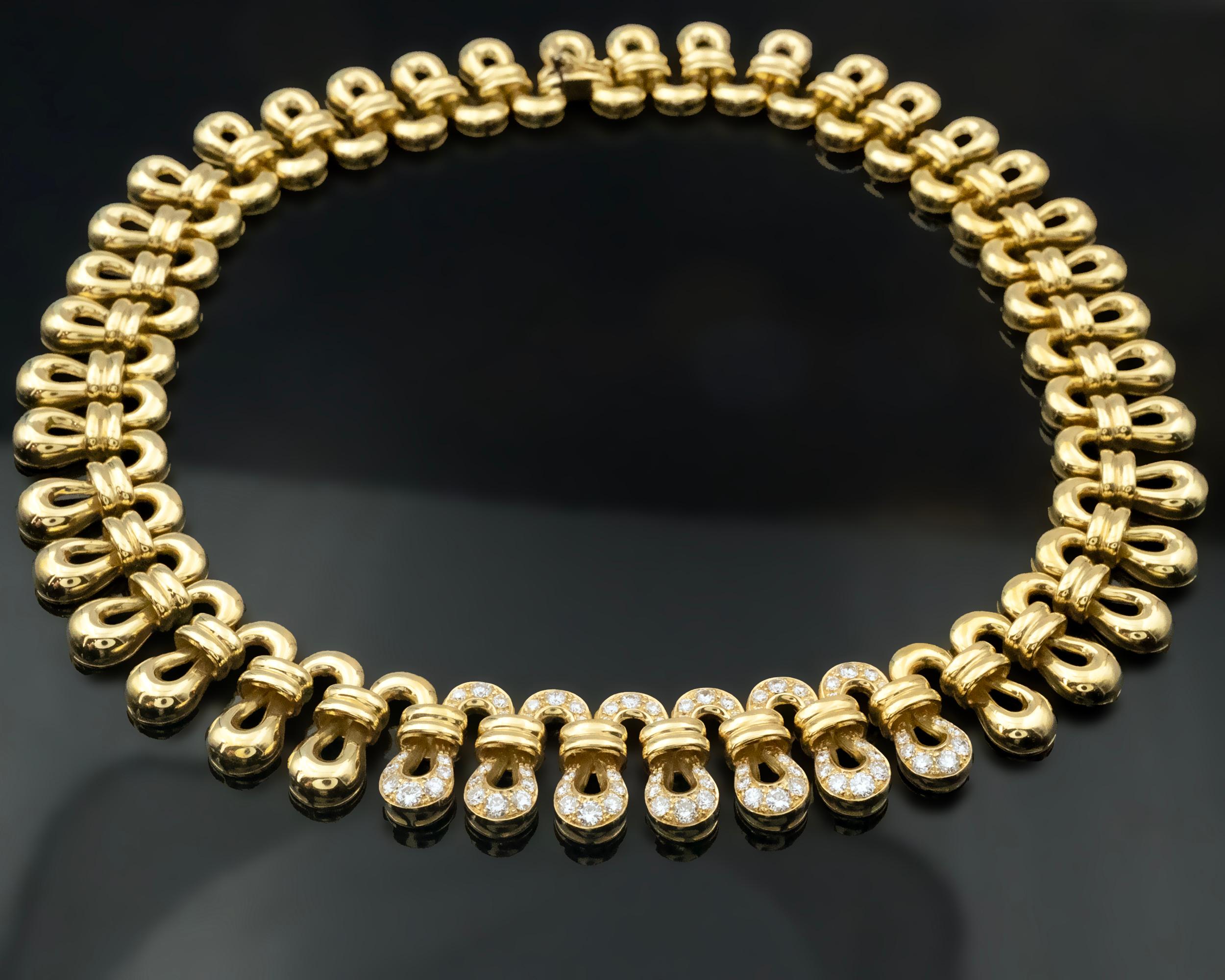 18 Karat Solid Gold and Diamond Necklace In New Condition For Sale In Monte Carlo, MC