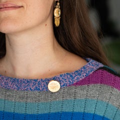 18 karat solid gold Art Nouveau brooch - floral bouquet of flowers pin - Antique