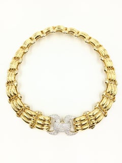 18 Karat Solid Gold Diamond Link Necklace 5.25 Diamond Carat Total Weight