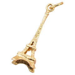 18 karat solid gold Eiffel tower - Vintage charm pendant - Romantic Paris gift
