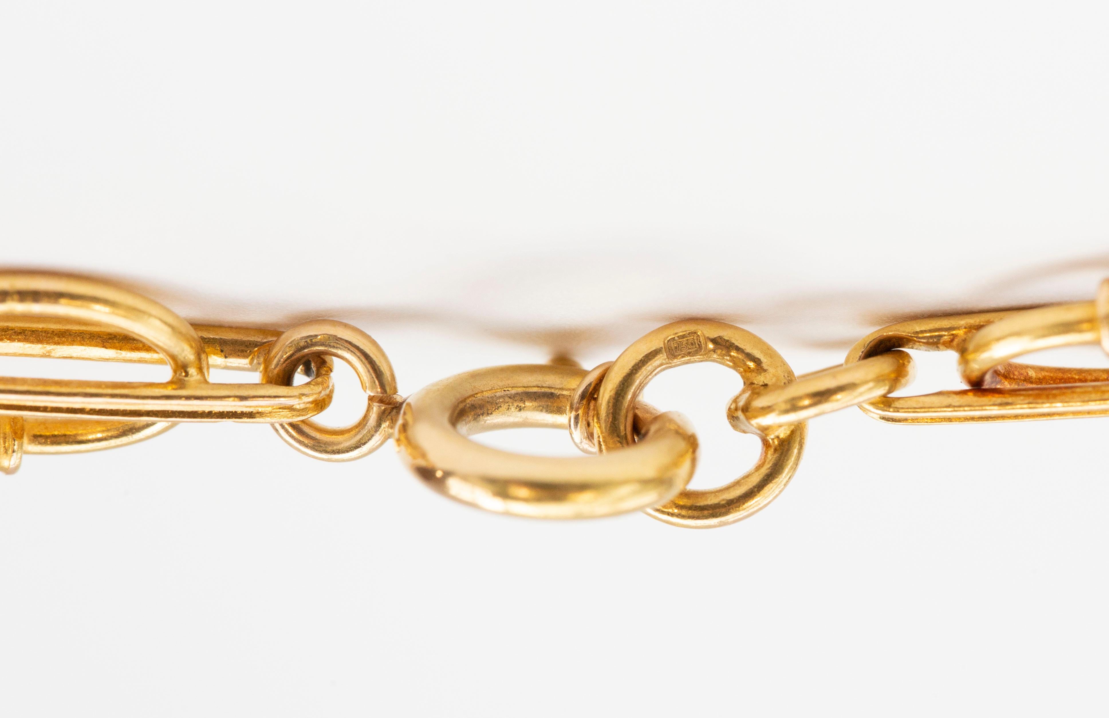 18 Karat Solid Gold Fantasy Link Chain Necklace For Sale 3