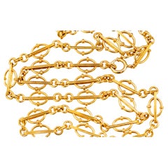 18 Karat Solid Gold Fantasy Link Chain Necklace