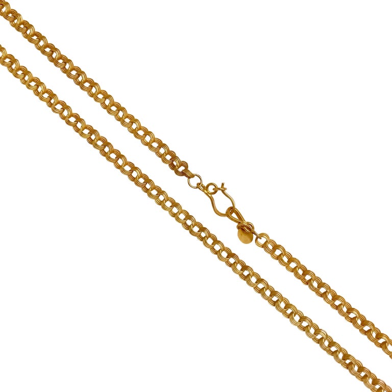 18 Karat Solid Gold Satin Finish Chain Necklace For Sale at 1stdibs