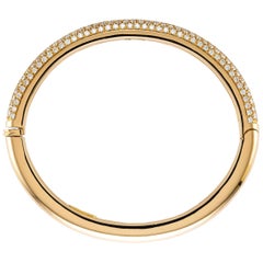 Bracelet jonc en or rose massif 18 carats et diamants pavés de 3,77 carats