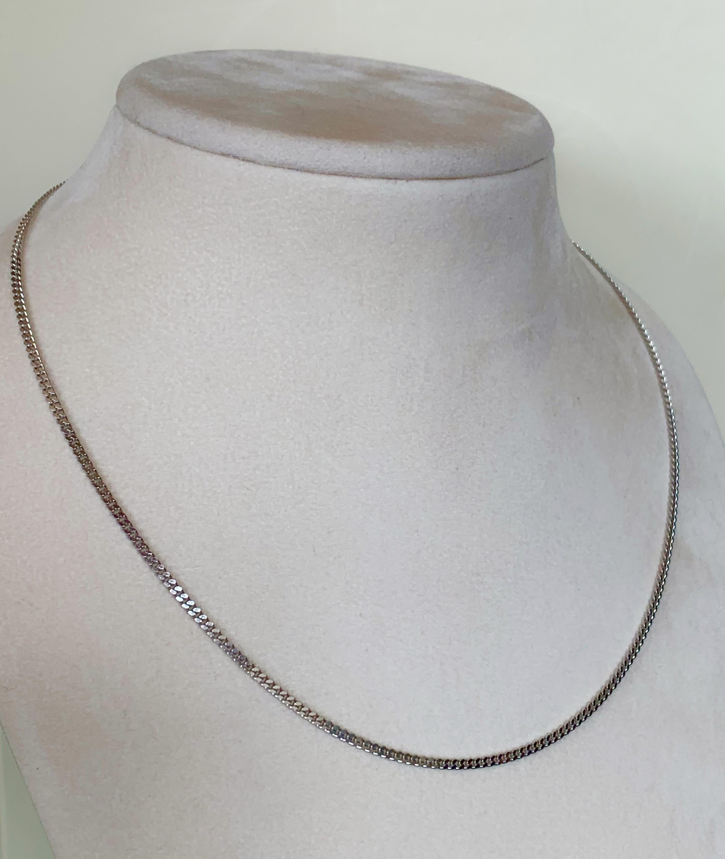 18 Karat Solid White Gold Curb Chain Necklace For Sale 1