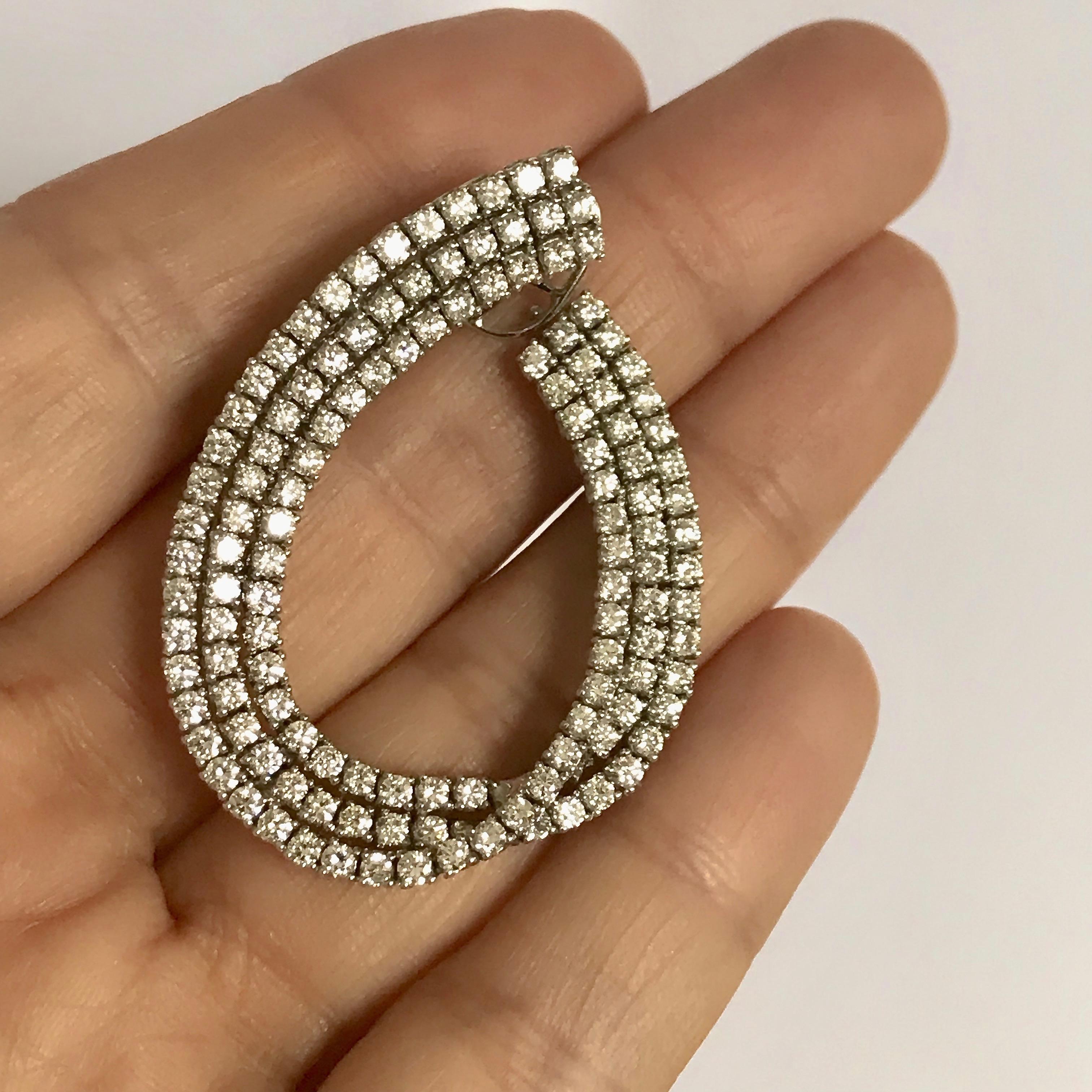 18 Karat Solid White Gold Diamond Swirl Earrings For Sale 1