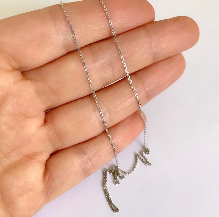 18 Karat Solid White Gold Fine Link Chain Necklace For Sale at 1stDibs