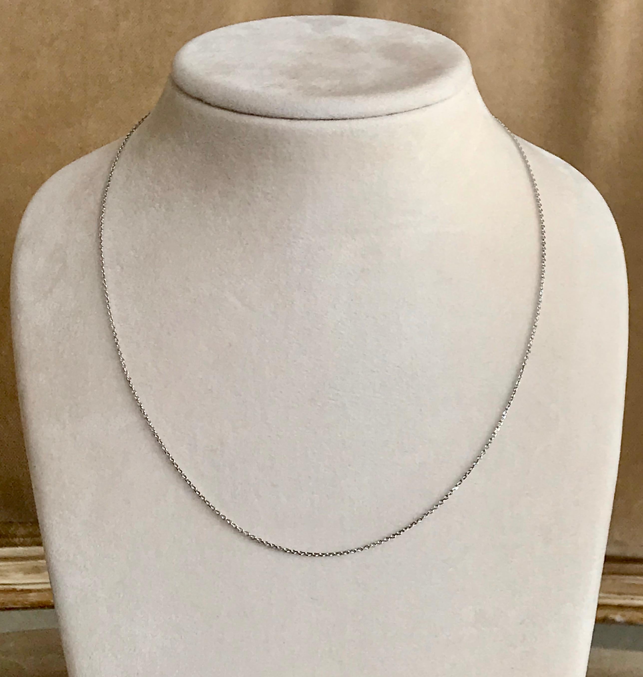 Contemporary 18 Karat Solid White Gold Fine Link Chain Necklace 45cm For Sale