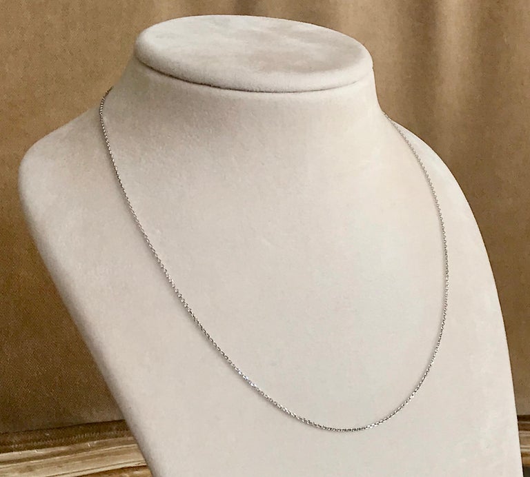 Women's or Men's 18 Karat Solid White Gold Fine Link Chain Necklace 45cm For Sale