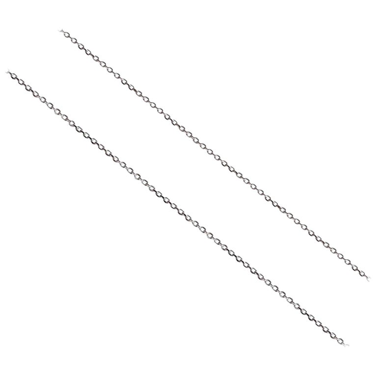 18 Karat Solid White Gold Fine Link Chain Necklace For Sale