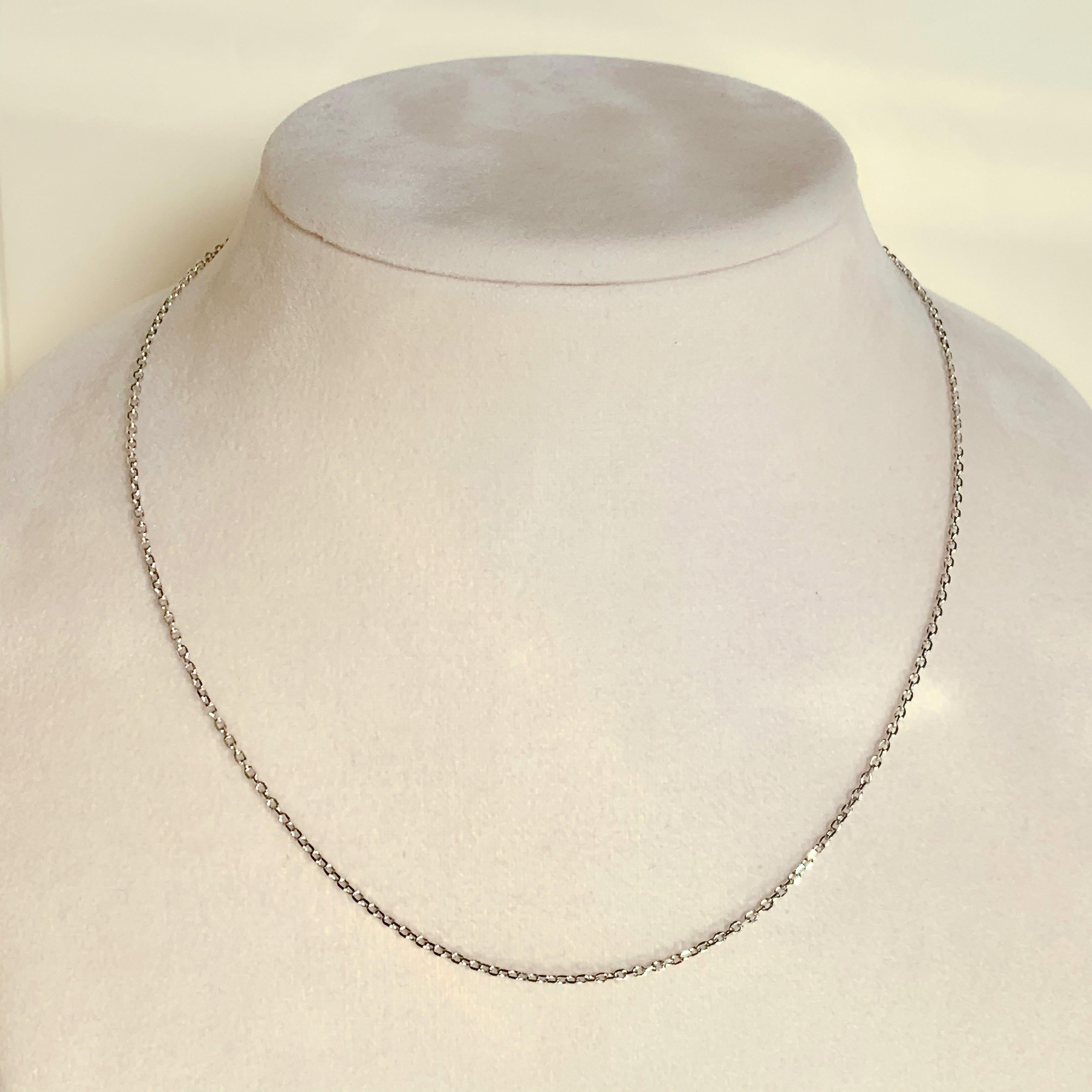 Women's or Men's 18 Karat Solid White Gold Link Chain Necklace For Sale