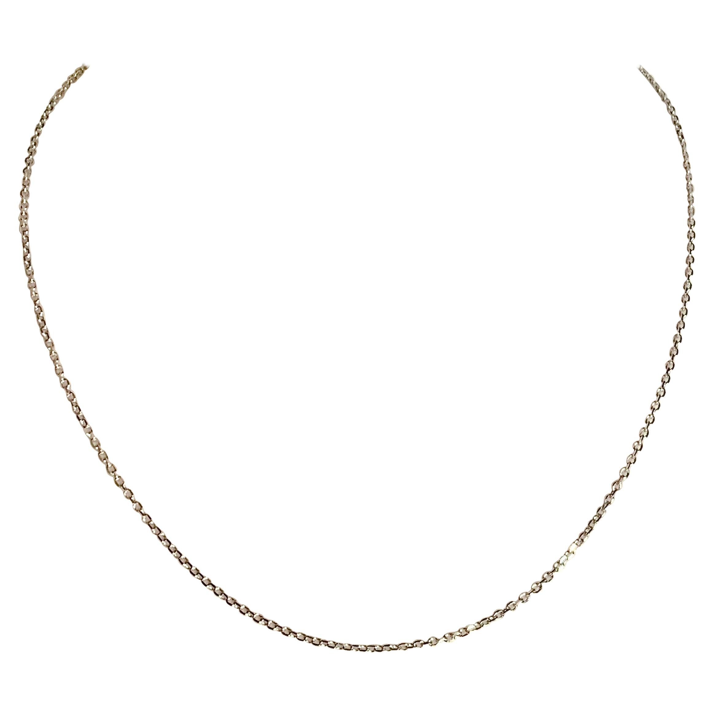 18 Karat Solid White Gold Link Chain Necklace For Sale