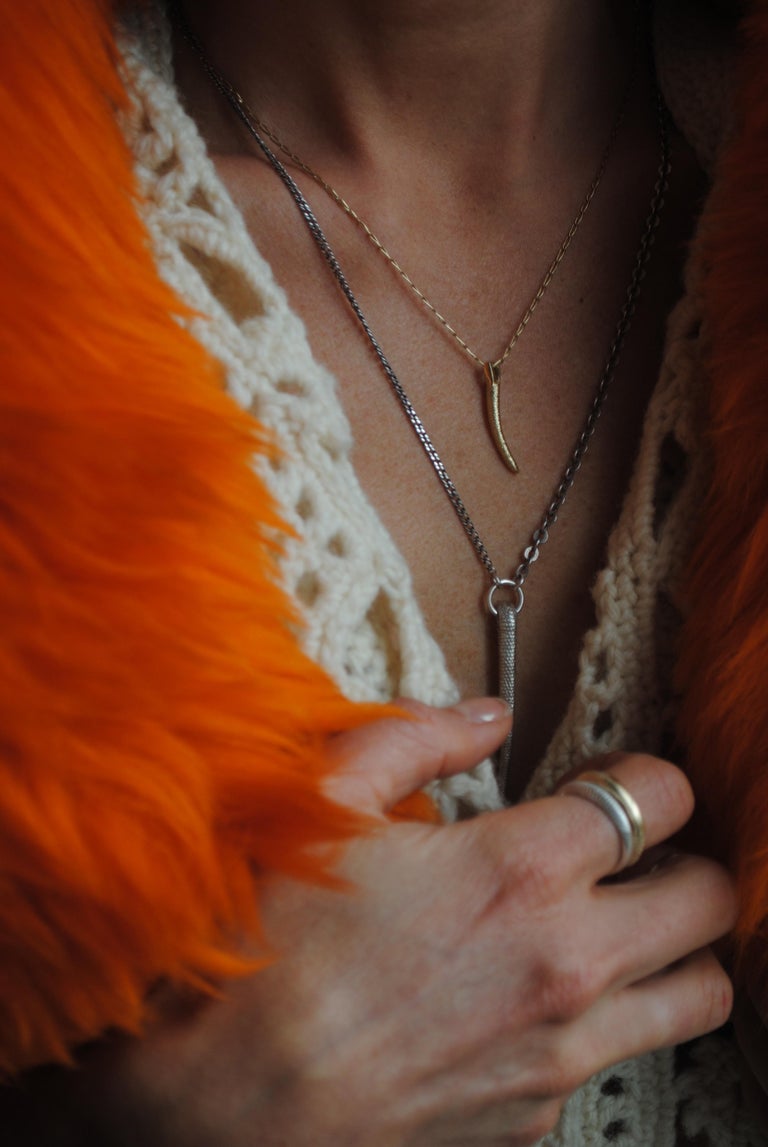 18 Karat Solid White Gold Rat Tail Textured Pendant Necklace For Sale ...