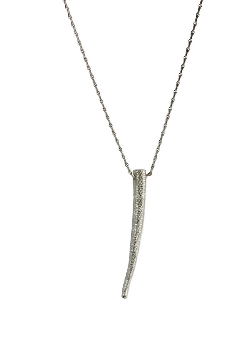 18 Karat Solid White Gold Rat Tail Textured Pendant Necklace For Sale ...