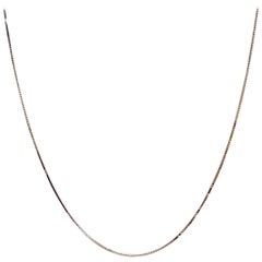 18 Karat Solid White Gold Venice Box Chain Necklace 45cm