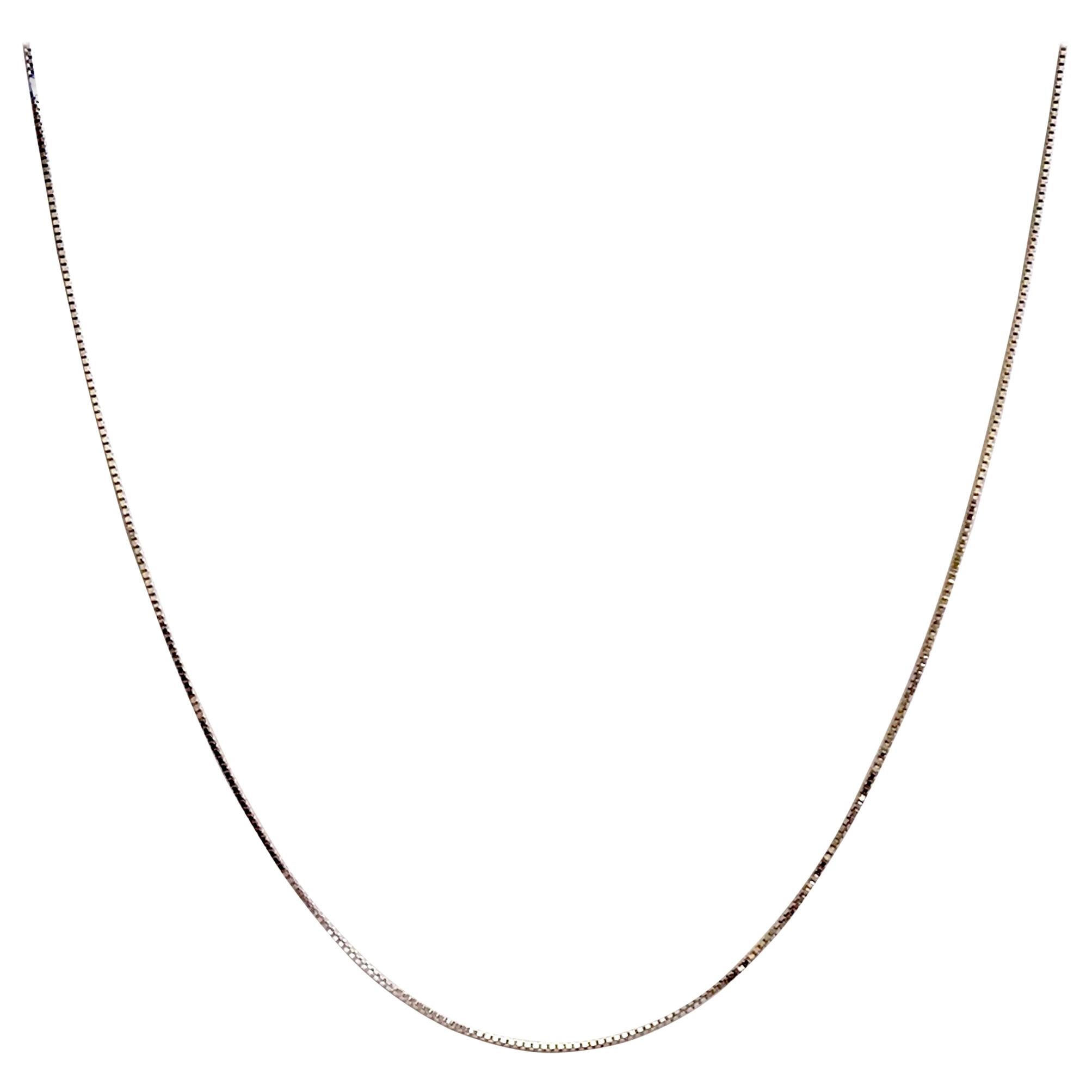 18 Karat Solid White Gold Venice Box Chain Necklace For Sale