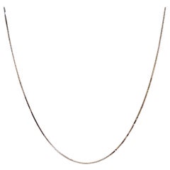 18 Karat Solid White Gold Venice Box Chain Necklace