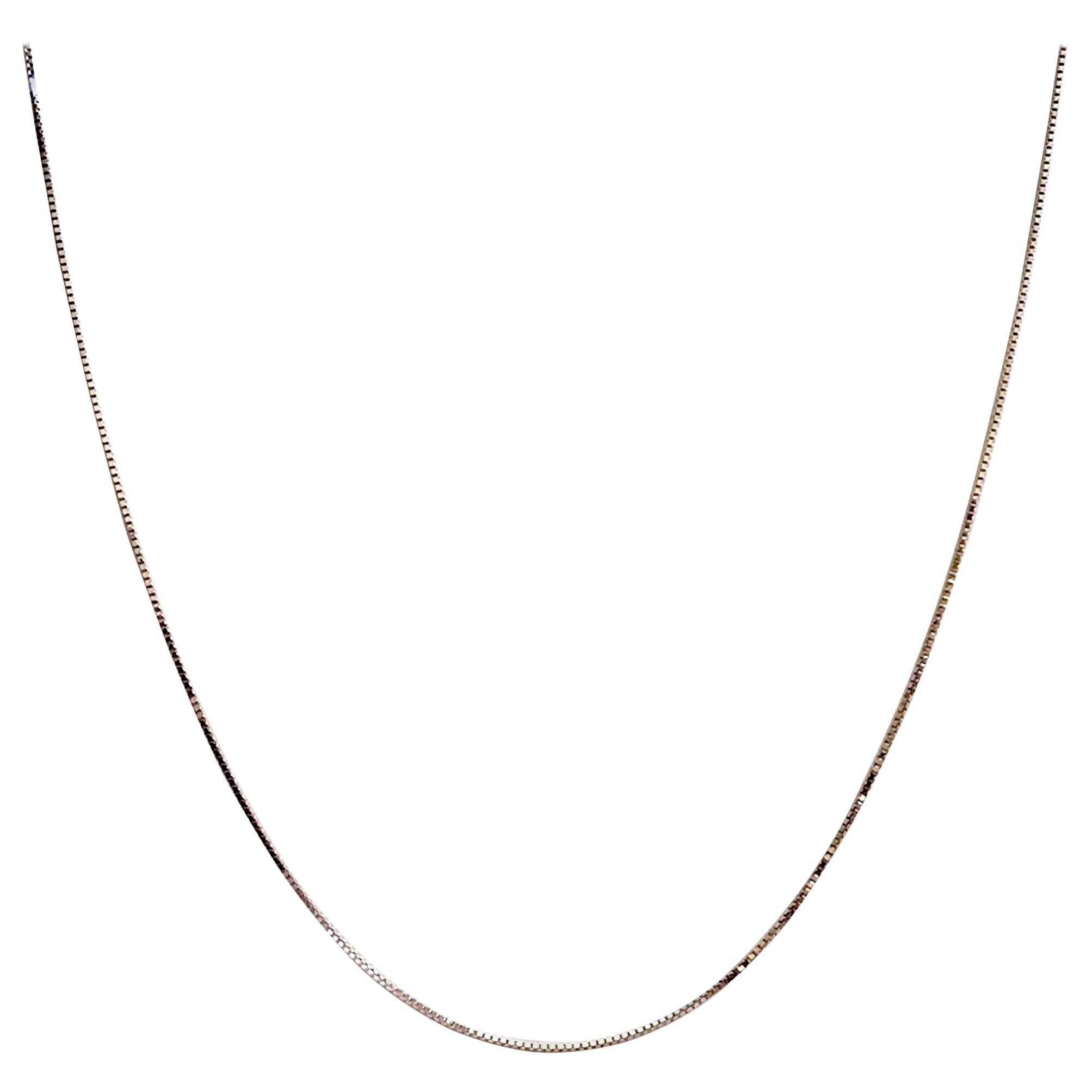 18 Karat Solid White Gold Venice Box Chain Necklace For Sale