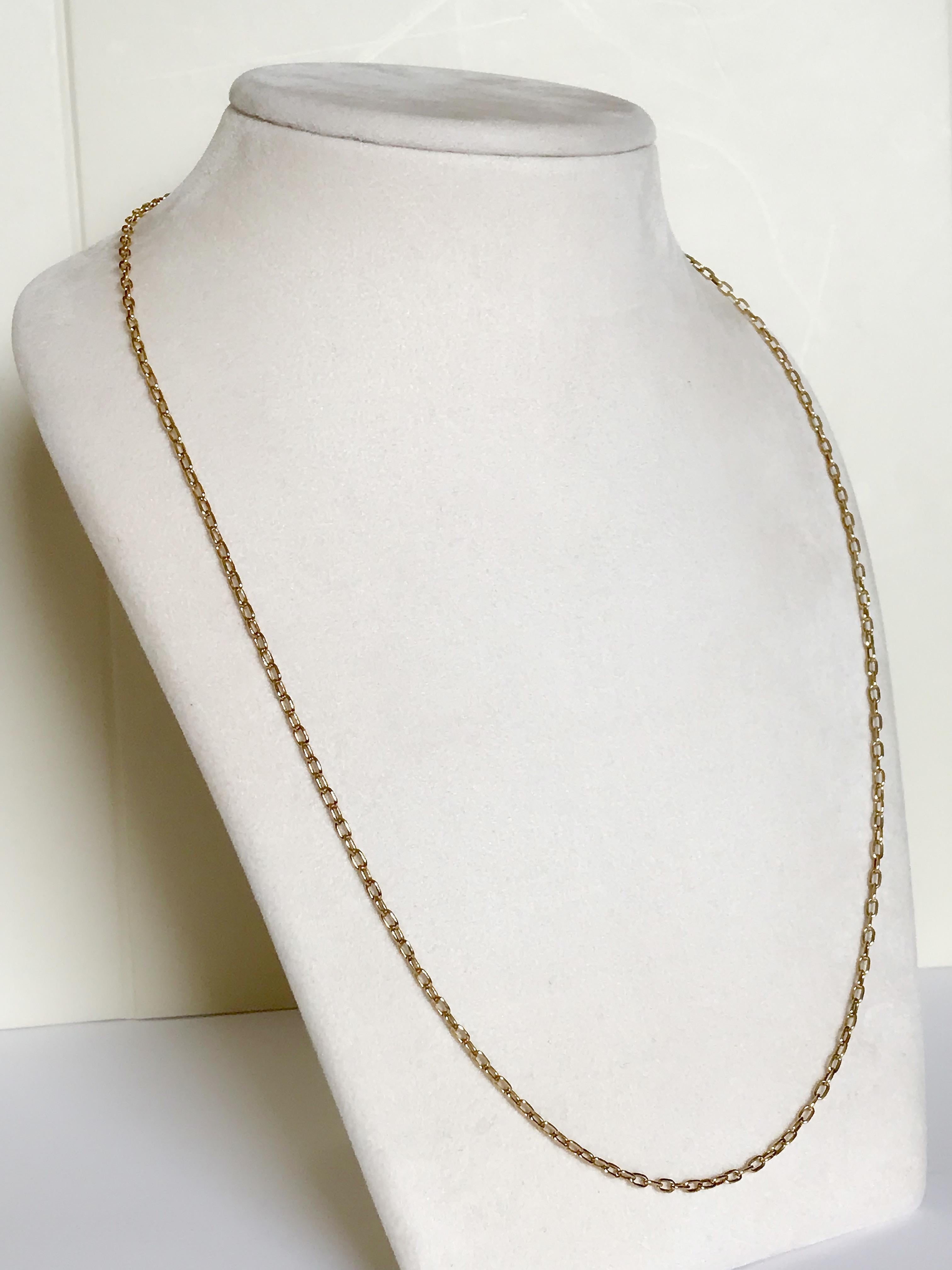 Women's or Men's 18 Karat Solid Yellow Gold Cable Chain Necklace