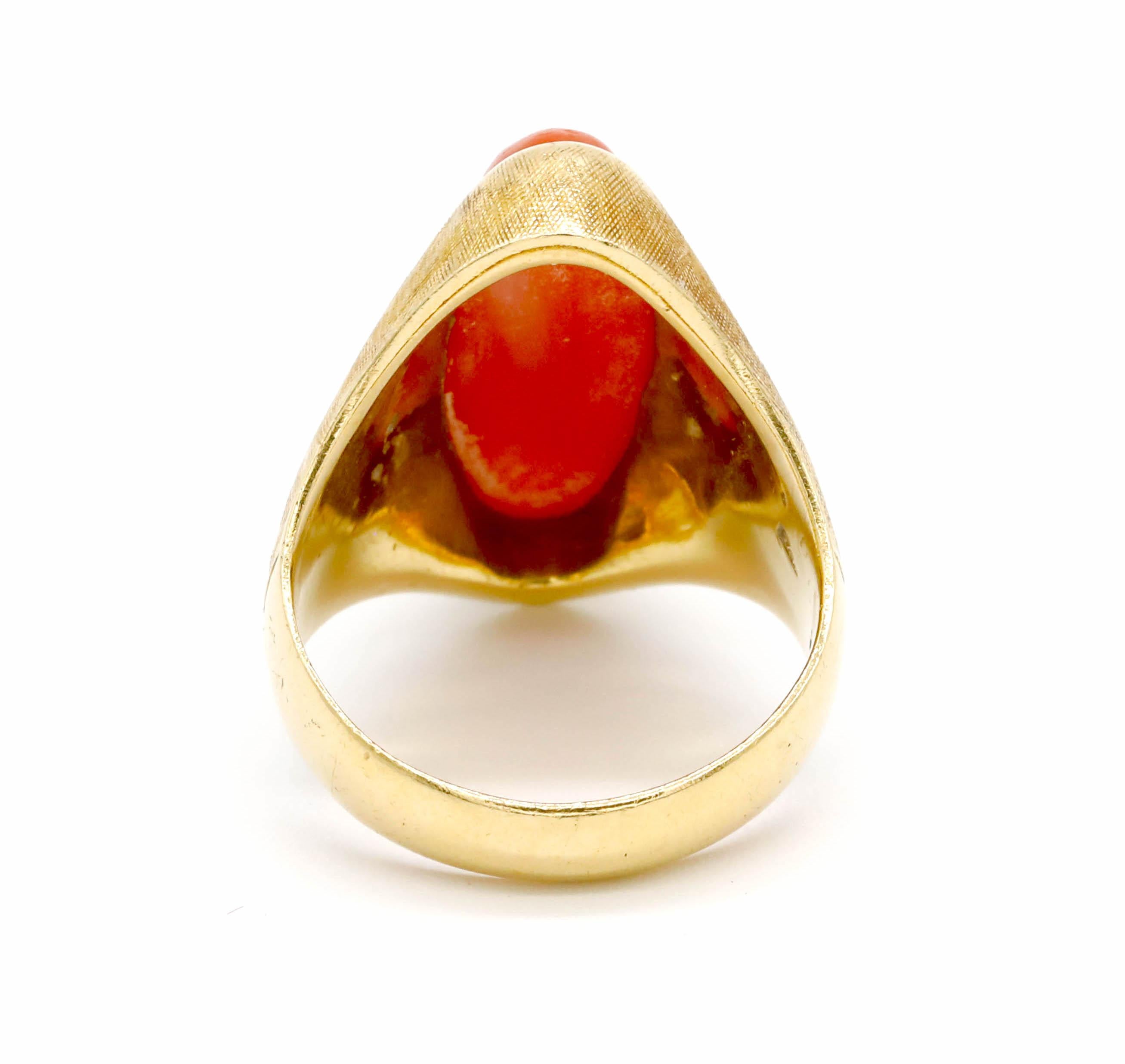 antique red coral gold ring designs for men