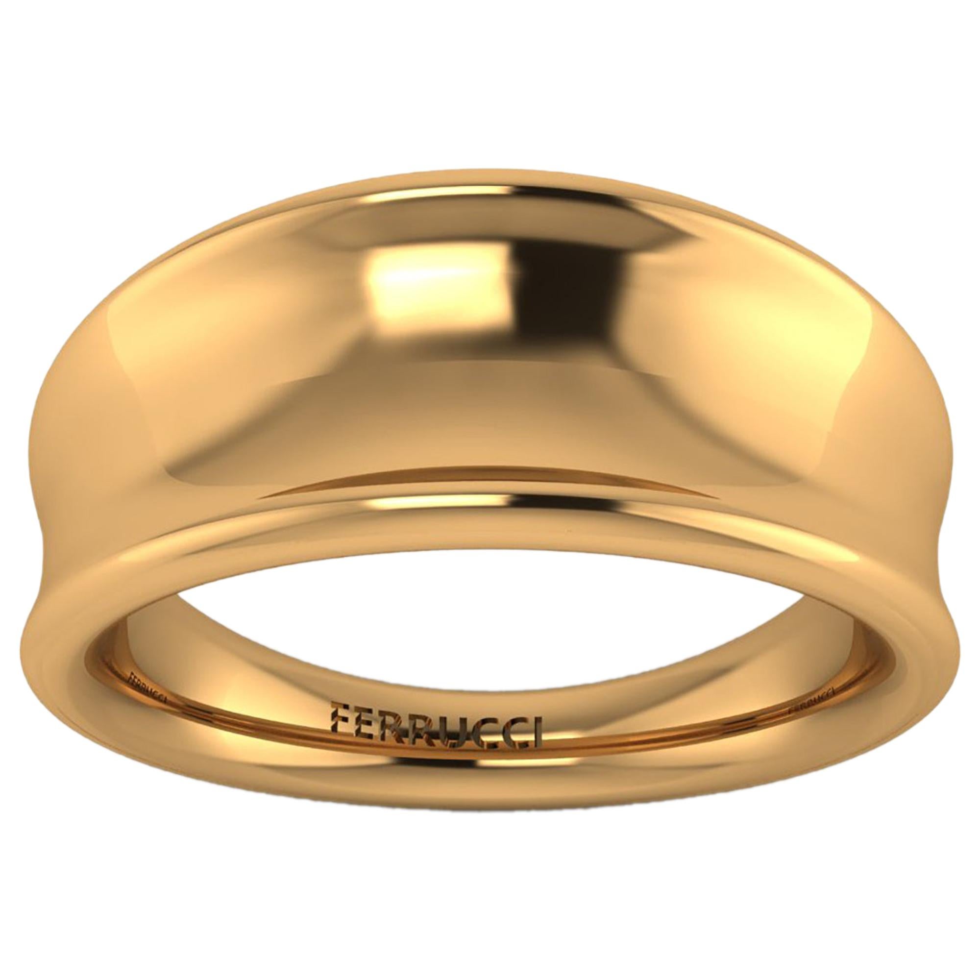 18 Karat Solid Yellow Gold Curved Organic Band