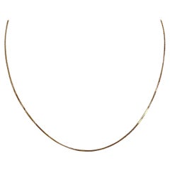 18 Karat Solid Yellow Gold Fine Flat Curb Chain Necklace