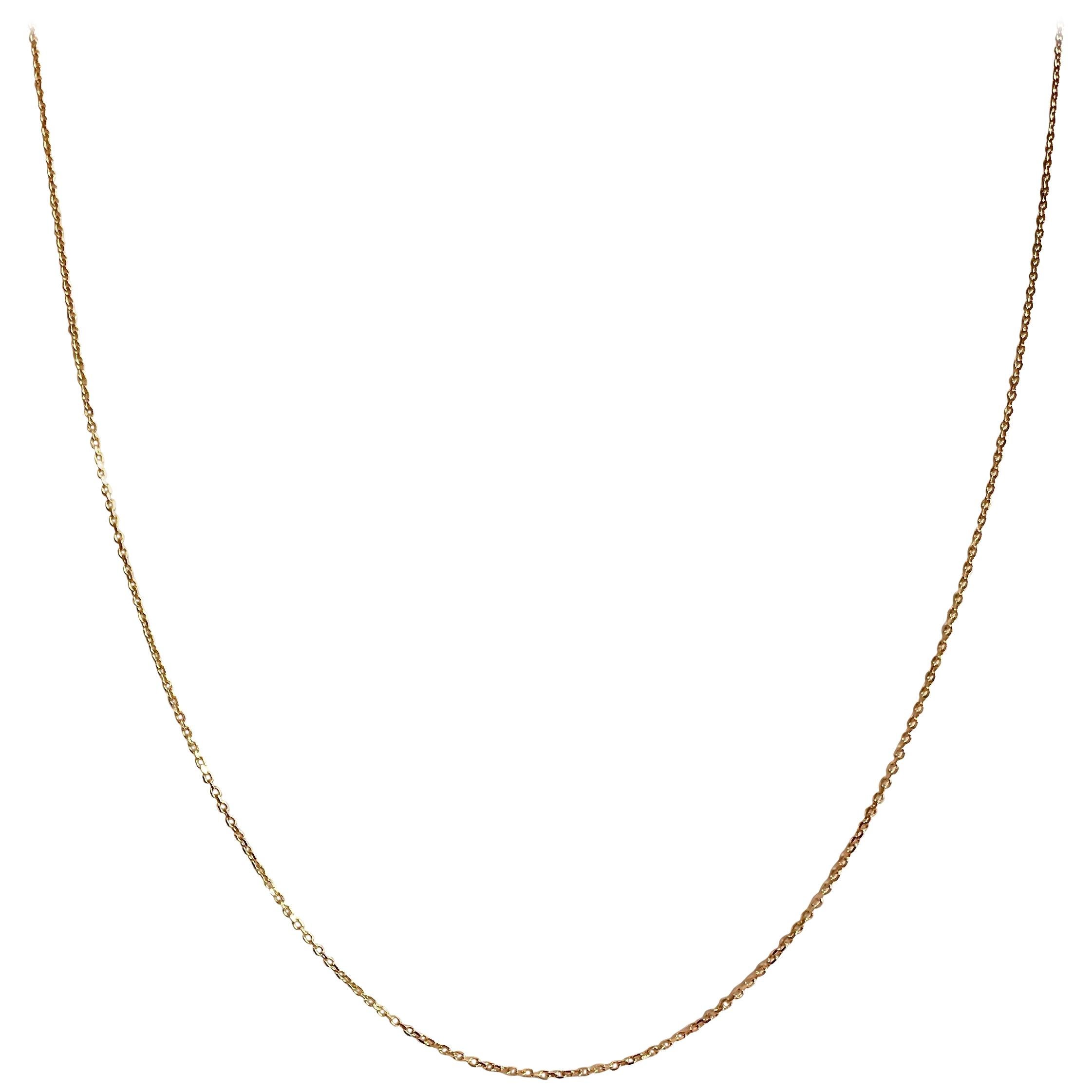 18 Karat Solid Yellow Gold Fine Link Chain Necklace 43cm For Sale