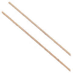 18 Karat Solid Yellow Gold Flat Curb Chain Necklace