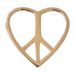 18 Karat Solid Yellow Gold Heart Love Peace Charm Bracelet/Pendant