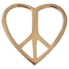 18 Karat Solid Yellow Gold Heart Love Peace Charm Bracelet / Pendant