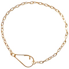 18 Karat Solid Yellow Gold Link Chain Bracelet with a Handmade Clasp