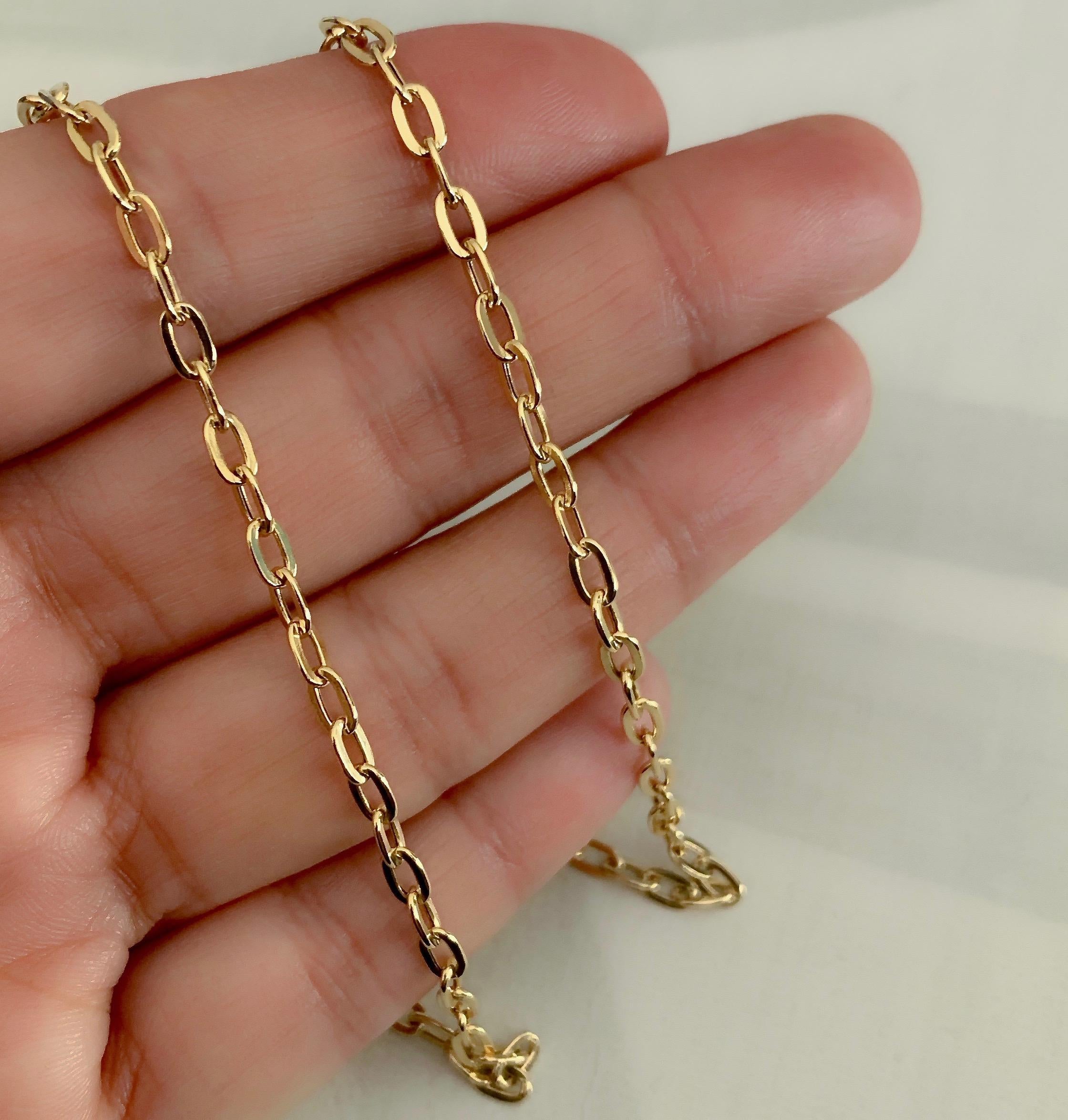 18 Karat Solid Yellow Gold Link Chain Choker/Necklace In New Condition In London, GB