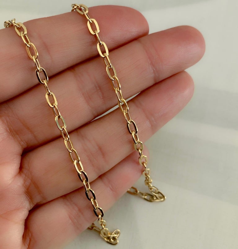 18 Karat Solid Yellow Gold Link Chain Choker/Necklace at 1stDibs